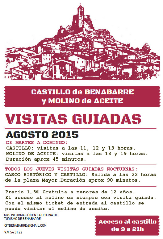 visitas castillo y molino aceite BENABARRE BENAVARRI agosto 2015